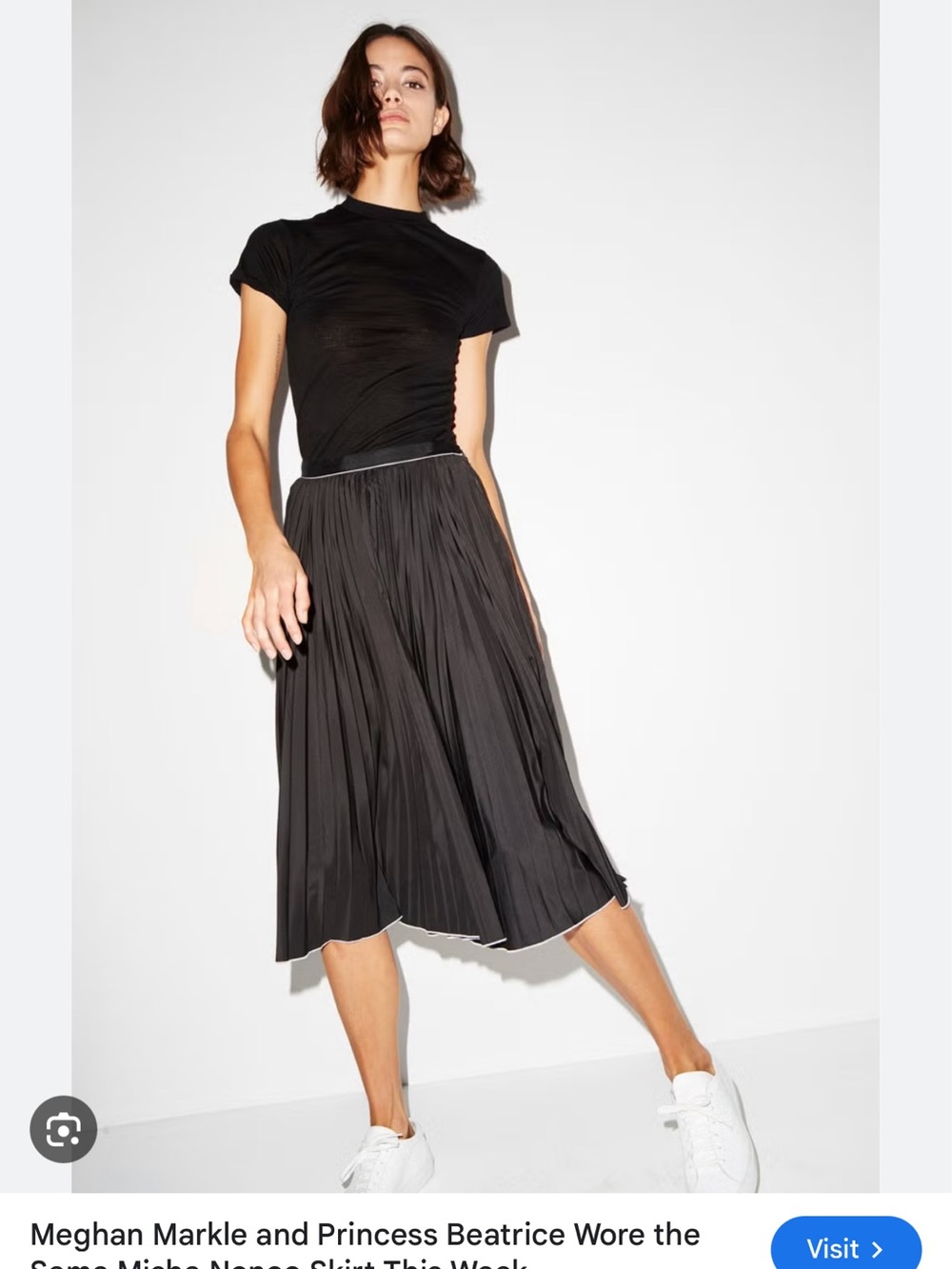 Nisha Nonoo Black Pleated Midi Skirt - Women's Skirt